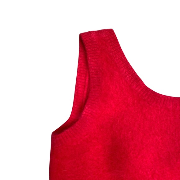 VTG RINZI Angora Rabbit Hair Fuzzy Sweater Vest Top Size S Red Holiday Hong Kong - Picture 5 of 9